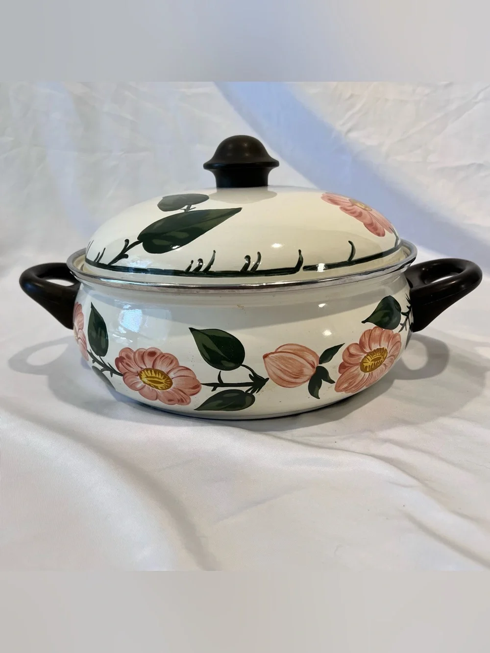 Vintage ASTA West Germany Floral Enamel Dutch Oven